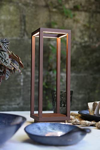 Zafferano Home Tischlampe und Bodenlampe für Innen- und Außenbereich IP54, somit Schmutz- und Regenfest (Corten / Rust), LD0258R3