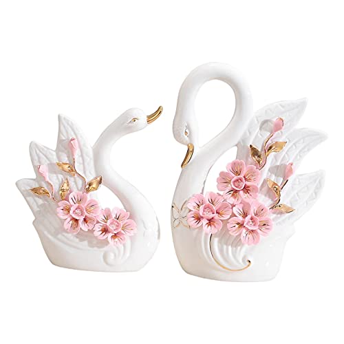 Estatuas de cisnes pareja para centro de mesa set 2