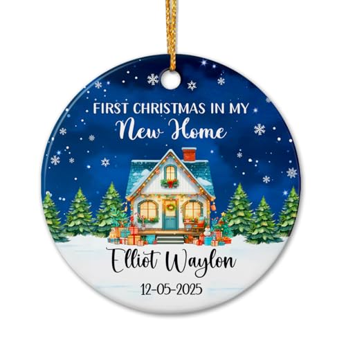 First Christmas in My New Home Personalized Ceramic Ornament Gift for Men & Women, Custom Name/Date Decor