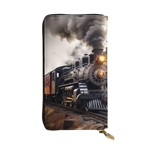 Portefeuille en cuir grand porte-cartes de crédit zippé avec support de téléphone noir