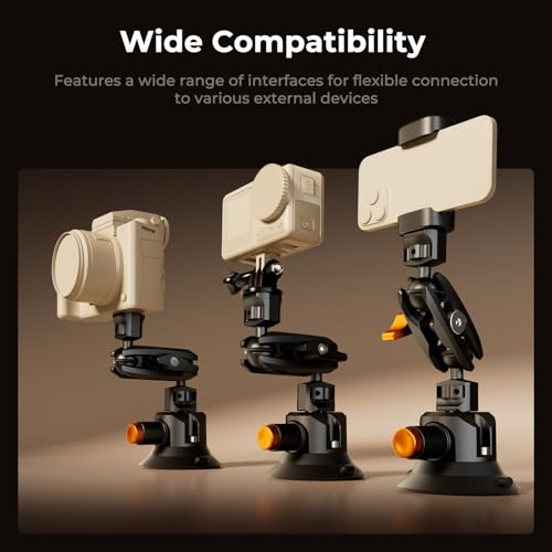 Image of K&F CONCEPT Triple Suction Cup Car Mount for Camera, Heavy Duty 3-in-1 Kit