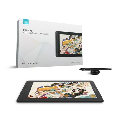 Image of HUION Kamvas 16 (2021) Graphics Pen Display Tablet with Battery-Free Stylus PW517 | 15.6 inch Full HD IPS Screen | 8192 Pressure Levels | 120% sRGB | USB-C | Support Windows, Mac & Android | (Black)