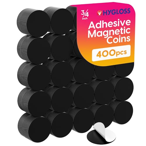 Hygloss 400 Pcs Magnetic Dots with Adhesive Backing – 3/4-Inch Round Sticky Magnet Dots – Small Magnets for Crafts – Thin Flat Circle Magnetic Stickers for Fridge, Classroom, Whiteboard, Pictures
