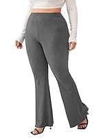 Plusssclub Women's Plus Size Flared Pant All Day Wear Trousers for XL - 5XL Size (4XL, Dark Grey)