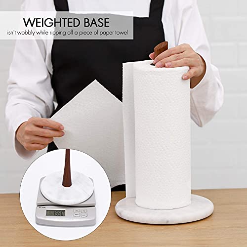 Kes Wood Paper Towel Holder Countertop Black Walnut Paper Towel Holders With Marble Base For Standard Or Jumbo-Sized Rolls, Kph801B #TOP2