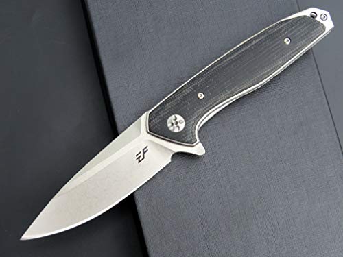Eafengrow EF961 Folding Pocket Knife, EDC D2 Steel Blade Micarta Handle with Pocket Clip Fast Opening Ball Bearing Folder Tactical Knife with Locking Liner Outdoor Camping Tool Knife (Black)