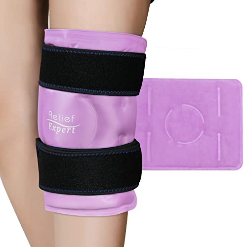 Relief Expert Ice Pack for Knee Ice Pack Wrap Around Knees After Replacement Surgery, Cold Pack for Knee Injuries Reusable Gel - Pink…