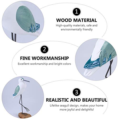 Estatuas de madera de gaviota, set de 2 piezas miniatura 2