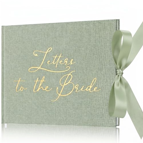 Humyoun 8.5 x 7 Inch Wedding Guest Book Letters to the Bride Scrapbook Wedding Memory Book Bridal DIY Blank Paper Scrapbook Photo Album Guest Sign(Sage Green Simple)