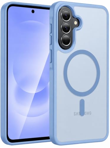Image of Elzzi Magnetic Cover for Samsung A57 Case [MIL-Grade Drop Tested & Compatible with MagSafe] Translucent Matte TPU + Hard PC Back Cover, Anti-Scratch Shockproof Phone Case (Official Blue)