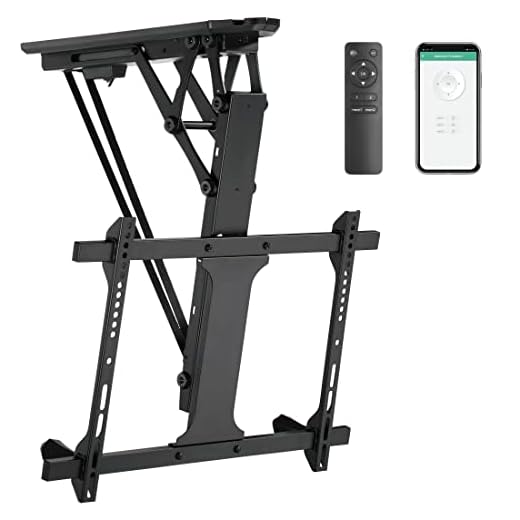 Mount-It! Electric Ceiling TV Mount with Remote and App Controller, Motorized Flip Down Pitched Roof Mount Fits 32 to 70 Inch Flat Screen TVs, Black