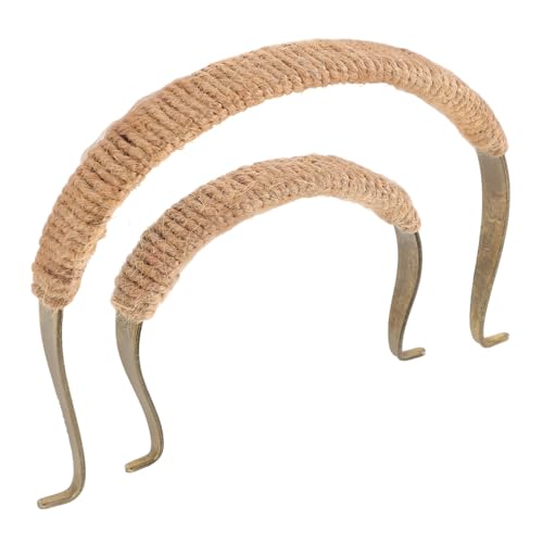 SAFIGLE 2 piezas Asa de Tetera U Forma Vintage con Cuerda de Yute para Mango de Repuesto Resistente para Estufa y Reparación Accesorio Portátil Hogar y Exteriores