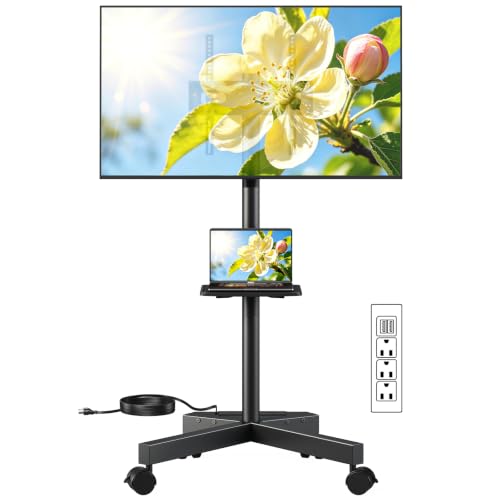 Image of PERLESMITH Rolling TV Stand with Power Outlet for 23-60 Inch TVs