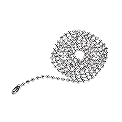 Image of uxcell Pull Chain Extension 3.28 Ft Stainless Steel 4.5mm Beaded for Light Fan