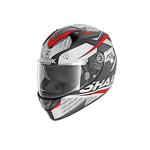 SHARK NC Casco per Moto, Hombre, Negro/Blanco/Rojo, L