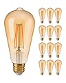 EDISHINE 12 Pack Vintage LED Edison Bulbs 8W Equivalent 60W, ST64 Dimmable Led Light Bulbs, 700LM 2200K Amber Warm Light E26, Decorative Antique LED Filament Bulbs for Home and Commercial, UL Listed