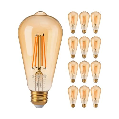 EDISHINE 6 Pack Vintage LED Edison Bulbs 8W Equivalent 60W, ST64 Dimmable Led Light Bulbs, 700LM 2200K Amber Warm Light E26, Decorative Antique LED Filament Bulbs for Home and Commercial, UL