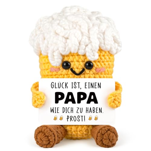 Juratar Lustiges Papa Geschenk: Bier Gehäkelter Mutmacher, Geschenke für Männer, Vater, Bonuspapa & Stiefvater, Ideale Idee Papa Geschenk zum Geburtstag oder Vatertag