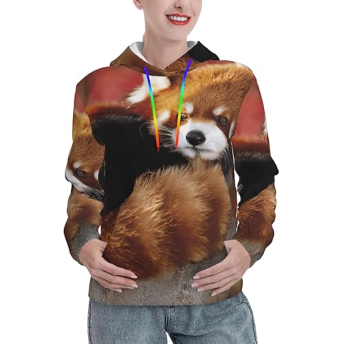 Sweat à capuche panda rouge idéal comme tenue d'automne décontractée