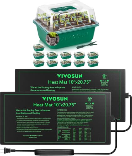 VIVOSUN Seedling Heat Mat + 12-Pack Tray Kit (144 Cells)