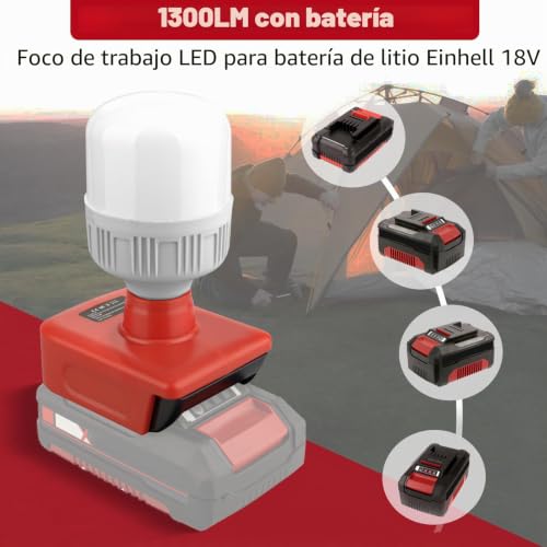 Foco LED ajustable con bombillas E27 y linterna de obra de 12W con flujo luminoso regulable 3