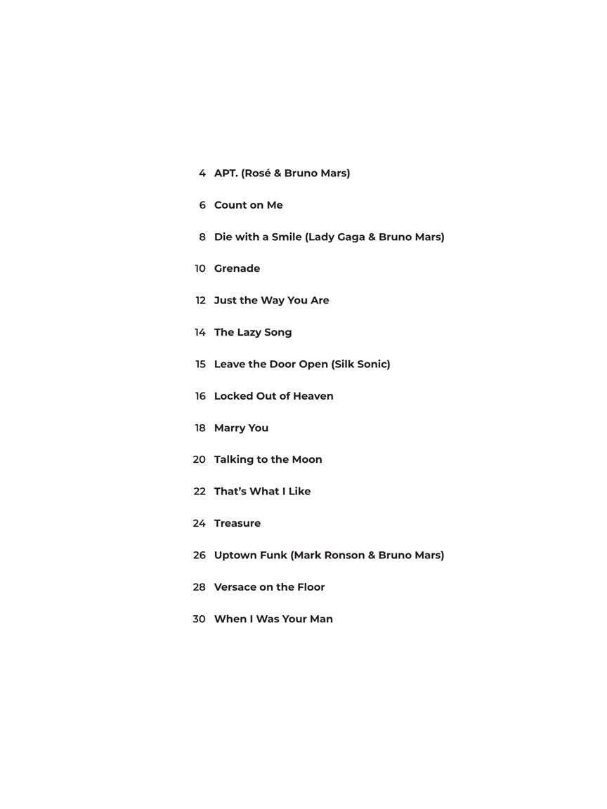 Bruno Mars - Super Easy Songbook per Pianoforte | 15 Successi di Bruno Mars in Arrangiamenti Facili per Principianti | Note con Nomi delle Lettere e Diagrammi di Accordi | Raccolta per Piano Solo