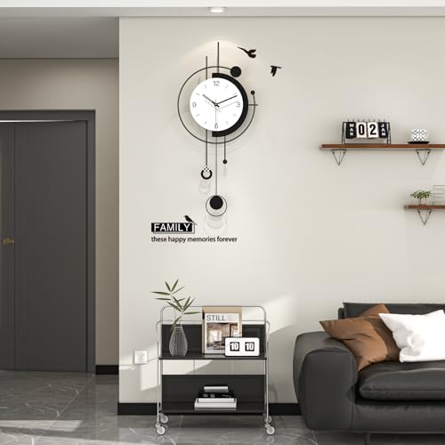 Large Wall Clock for Living Room Decor Modern Silent Black Clock - Image 2