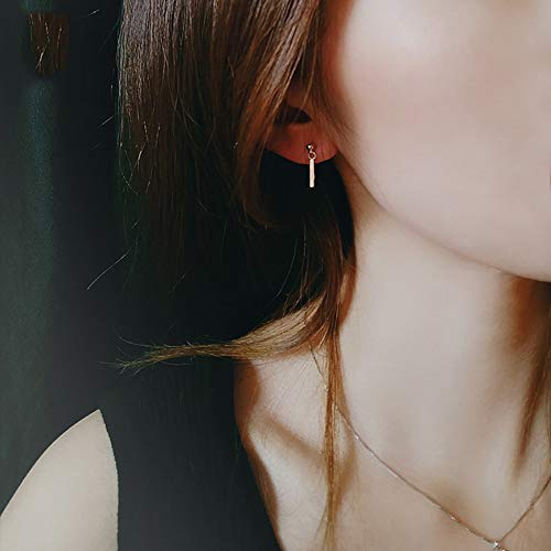 Minimalist Bar Dangle Stud Earrings Sterling Silver for Women Girls Simple Chic Statement Ball Cartilage Ear Studs Post Piercing Earring Cute Jewelry Gifts for Sensitive Ears Xmas Party3