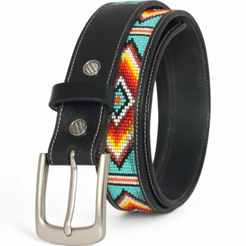 Handmade Western Rodeo Heavy Duty Beaded Full-Grain Unisex Leather Gift Belt.2