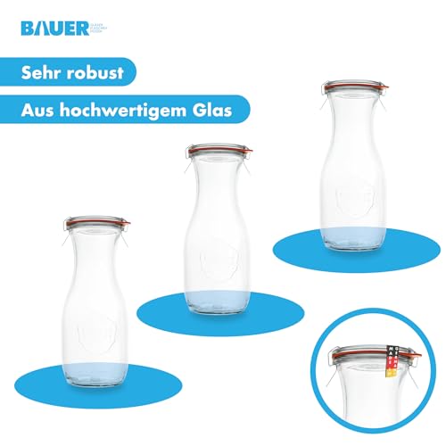 Foto von flaschenbauer.de WECK 8er Set 0,5L Leere Glasflasche inkl. Verschluss und Dichtung - Zum selbst befüllen von Milchflaschen