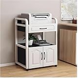 Mejora tu espacio de trabajo: esta mesa multifuncional para impresora con almacenamiento incluye un práctico cajón y taquillas para decorar sin esfuerzo tus artículos esenciales: papel, tinta, cables y suministros de oficina. El estante de almacenamiento cerrado reduce el desorden del escritorio mientras garantiza que tus artículos sean fácilmente accesibles cuando sea necesario, por lo que es un complemento ideal para cualquier oficina en casa o estación de trabajo.