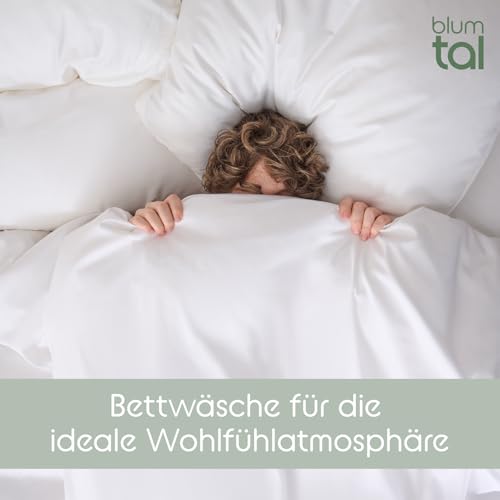 Blumtal Mako Satin Bettwäsche 200x220 Set & 2X 80x80 cm Kissenbezug Weiß - Oeko Tex Zertifizierte Satin Bettwäsche aus 100% Baumwolle… – Ansicht 6