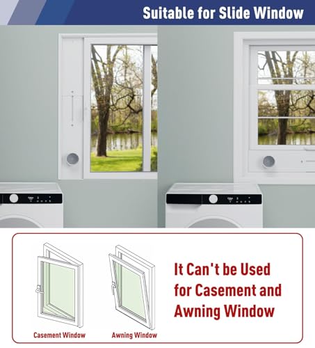 Image of LEOPO 4 inch Dryer Vent Windows Kit for Sliding Windows | Adjustable Length Panels (17 inch-47 inch) with Coupler & Filter, No Drilling & Easy Installation