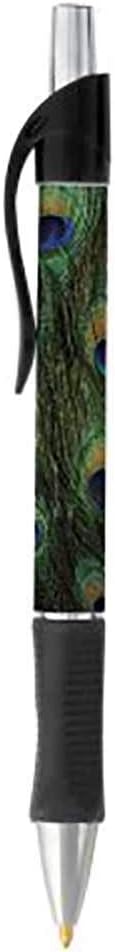 Peacock Print Pen - Black or Blue Writing Ink - Wildlife Nature Bird Design - Stationery Gift - Office Business School Supplies (BLACK INK)