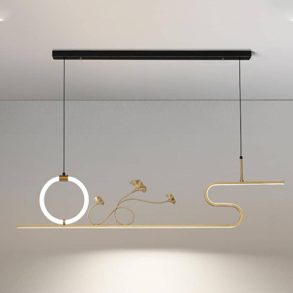 SBZIOJHDR Ceiling Lights, Dining Room Linear LED - 3 Color Mode Adjustable Height Chandeliers for Living Office(C)