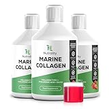 Nutrality High Strength 10,000mg Liquid Marine Collagen Supplements for Women | Hydrolysed Collagen Pure Peptides Drink Infused Hyaluronic Acid | Vitamin C, D and Biotin - 3 Pack