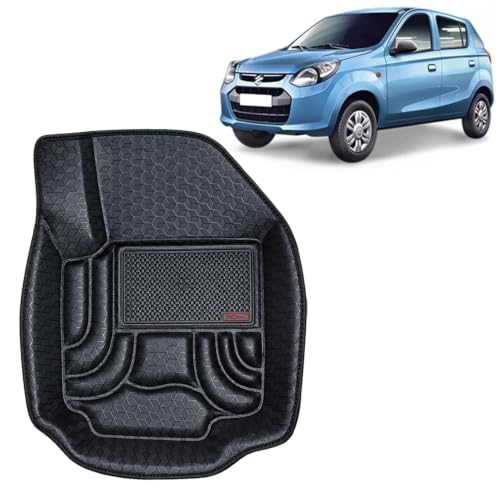 Image of OTO2EYE Car Floor Mat 4.5D Compatible for Maruti Suzuki Alto 800 (2012 to 2026) All Model, 100% Waterproof Tray Shape, Set of 3 Pieces, Top Notch PVC 4.5D Foot Mats, Washable, 1 Year Warranty