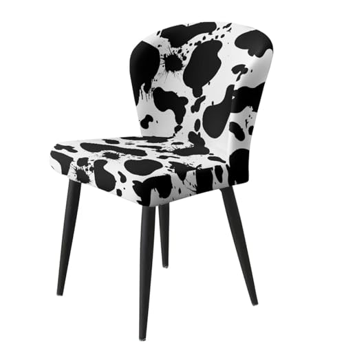 Image of Cow Scrawl Bar Stool Seat Covers Waterproof Elastic Height Mid Low Back Chair Protector Stain Resistant Bar Stool Covers with Backs Set of 2