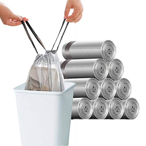 150 Stück Müllsäcke 10L-15L Müllbeutel Zugband Müllsäcke Groß Starke Müllbeutel 45x50cm 10L-15L 150PCS grau Cover