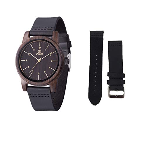 MUJUZE Bracelet de montre en cuir 20 mm 1008 Noir Cover