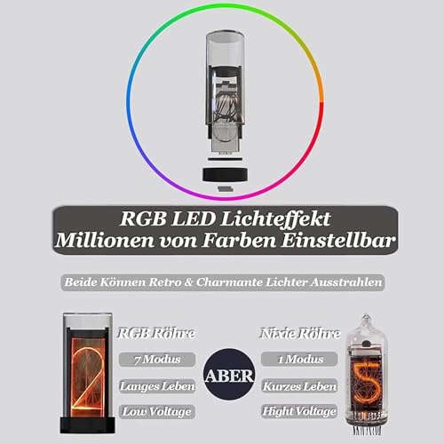 Reloj de Tubo Nixie con pantalla LCD de 6 bits y simulación DIY retro multicolor ajustable 6