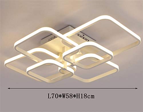 Plafonnier LED salon carré dimmable et moderne avec télécommande en acrylique de 70x58cm - 4