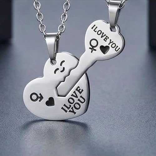 Image of THE MEN THING KEY TO MY HEART - Pure Titanium Steel Pendant with 23inch Round Rolo Chain for Men & Boys