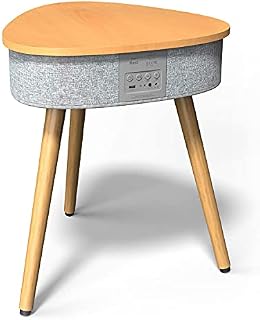 i-box Portable Smart Side Table Bluetooth Speaker With Wireless & USB Charging Dock (Oak)
