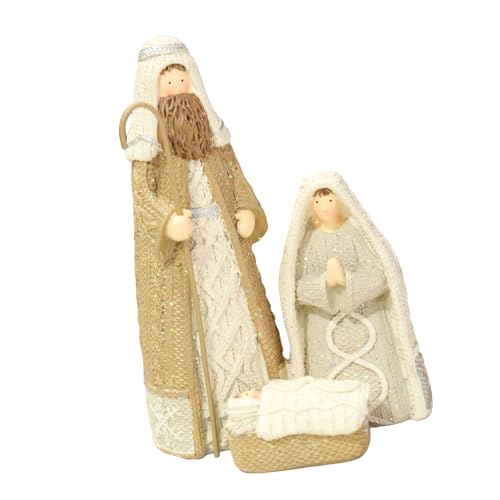 Holiday Nativity Collection Figurines Traditional Christmas Tabletop Decors Resins Faux Knitted Styles Ornaments