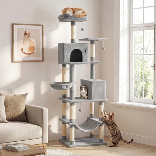Árbol para gatos moderno de 80 pulgadas gris miniatura 2