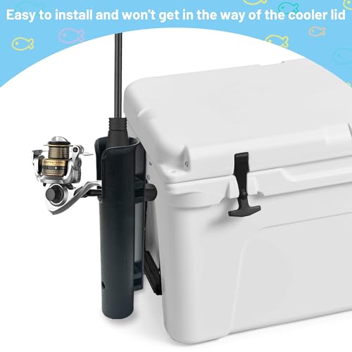 Omoojee Cooler Fishing Rod Holder, Wall Mounted Fishing Pole Holder, Fishing Rod Rack Compatible with YETI Coolers and for RTIC Coolers, Cooler Accessory, Medium, Black (Pack of 2) : Sports &