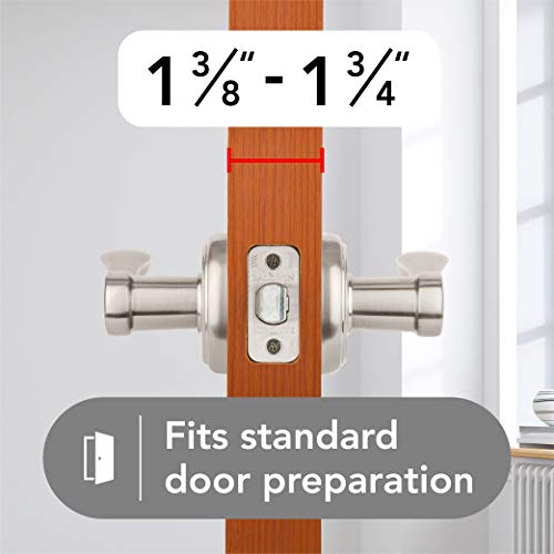 Baldwin Tobin, Interior Passage Door Reversible Lever For Hallway/Closet/Rooms, Non-Locking Door Handle With Microban Protection, In Satin Nickel #TOP5