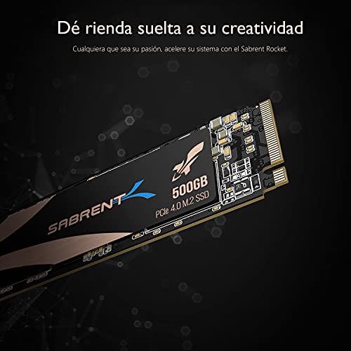 Sabrent-500GB-Rocket-Nvme-PCIe-40-M2-2280-SSD-Interno-Unidad-de-Estado-solido-de-maximo-Rendimiento-SB-ROCKET-NVMe4-500
