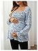 MakeMeChic Women's Maternity Blouse Floral Square Neck Ruffle Sleeve Shirts Peplum Shirred Business Office Work Tops Blue Small
